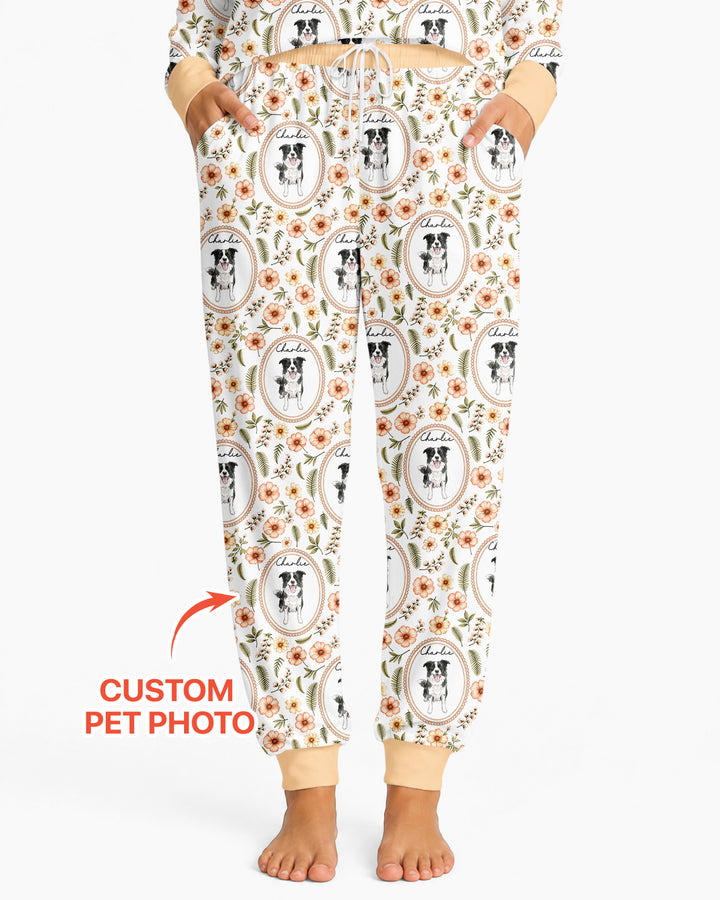 Custom Pet Photo Flower Garden Bamboo Women Pajama Set