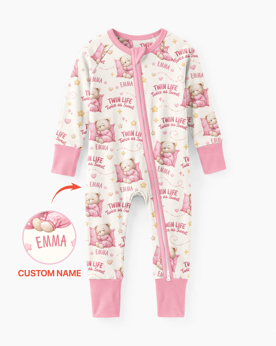 Custom Name Twin Life Twice As Sweet Bamboo Convertible Zippy