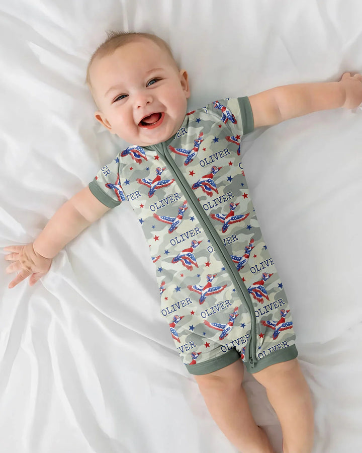 Plantilla PERSONALIZADA de Bambú Pijama Corto con Cremallera