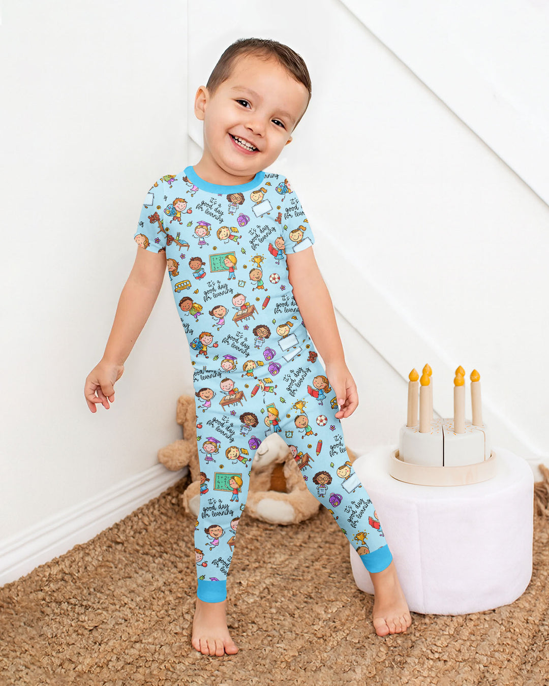 Little Learners Adventure Bamboo Two Piece Short Sleeve Pajama Set