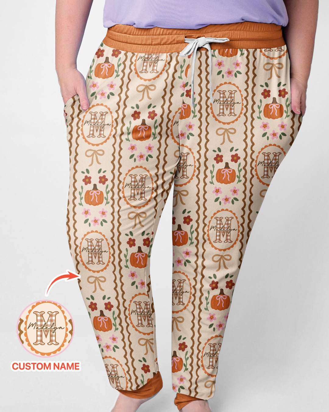 Custom Name Pumpkin Cottage Bamboo Women Pajama Set