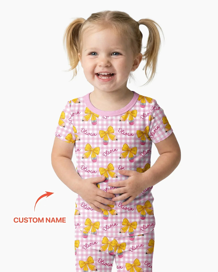 Coquette Back To School Bamboo Two Piece Long Sleeve Pajama Set