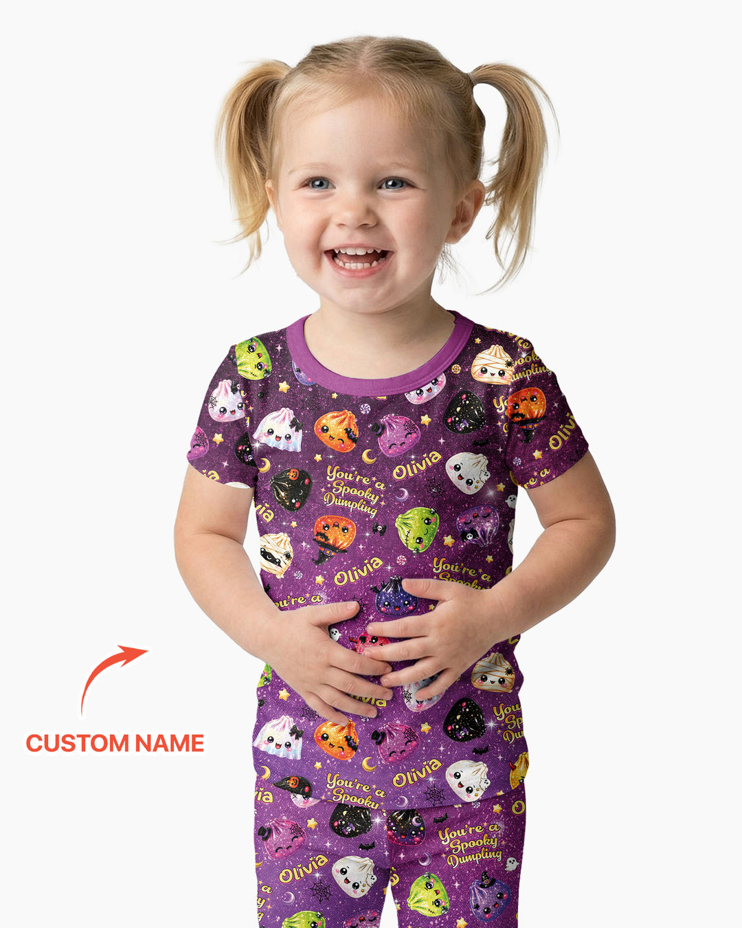 Custom Name You're A Spooky Dumpling Bamboo Two Piece Short Sleeve Pajama Set