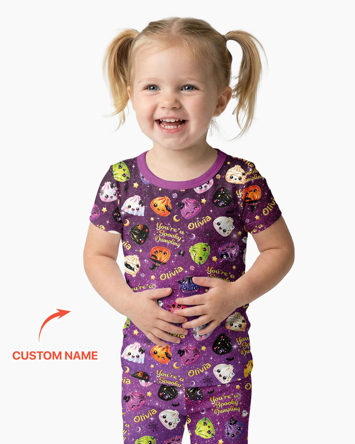 Custom Name You're A Spooky Dumpling Bamboo Two Piece Short Sleeve Pajama Set