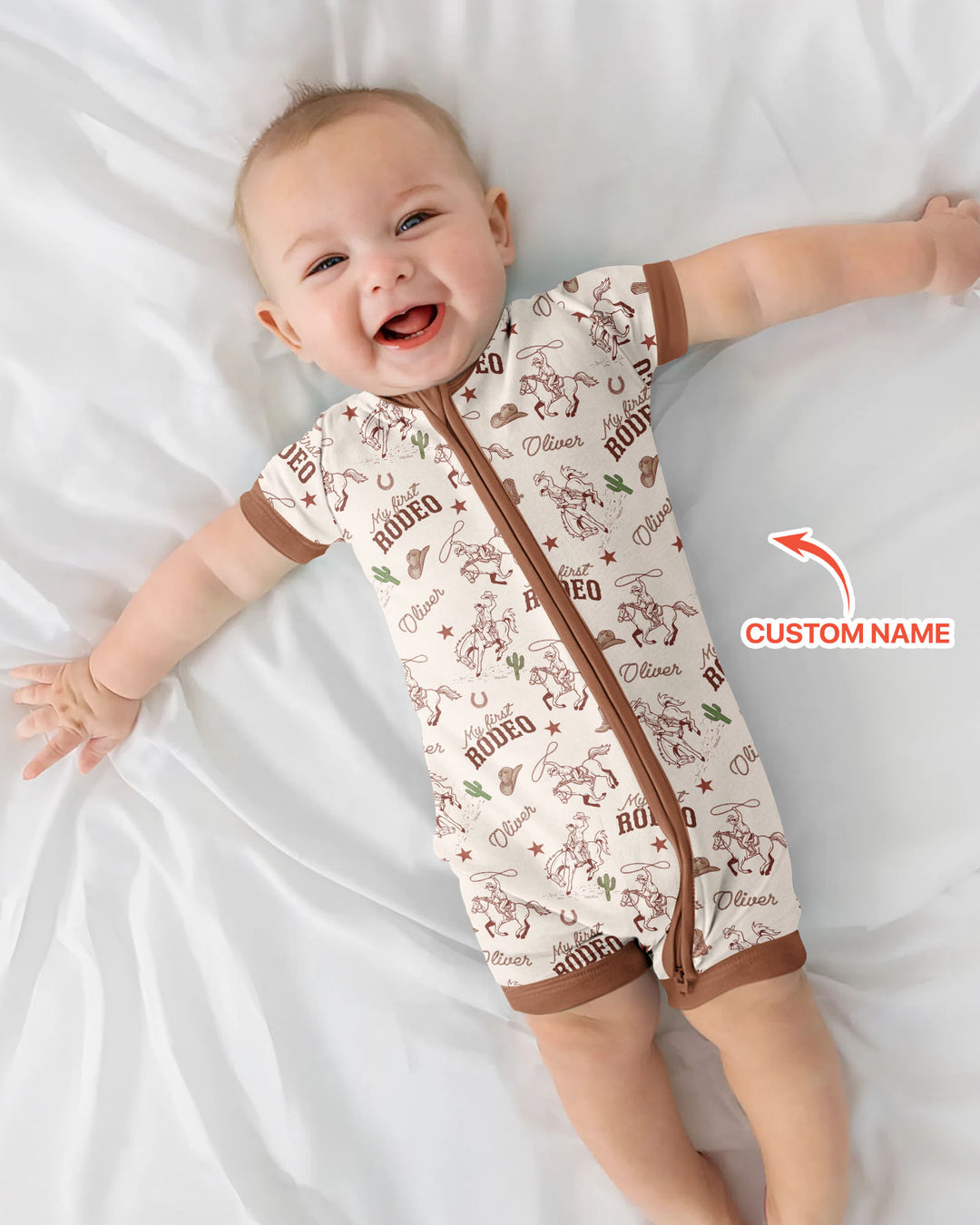 Plantilla PERSONALIZADA de Bambú Pijama Corto con Cremallera