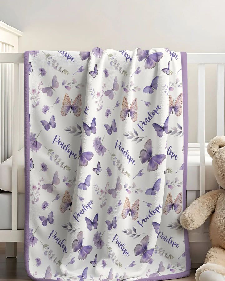 Custom Name Lilac Bloom Bamboo Blanket