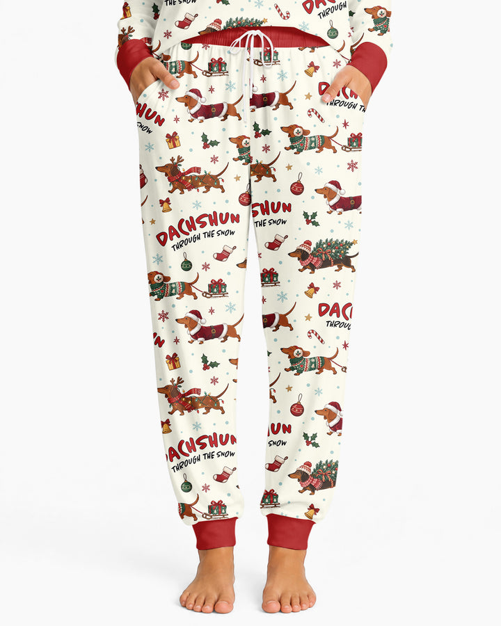 Dachshund Through The Snow Bamboo Women Pajama Set