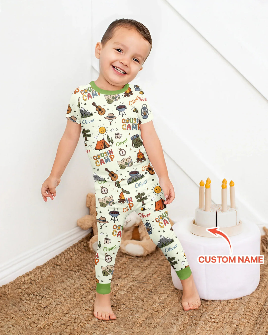 Custom Name Cousin Camp 2026 Bamboo Two Piece Short Sleeve Pajama Set