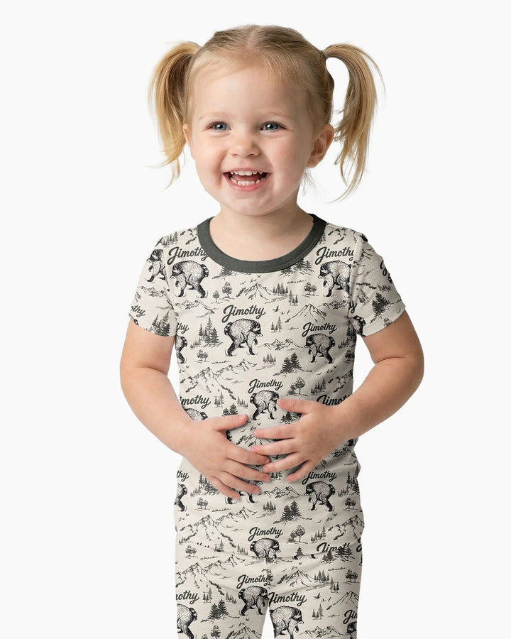 Conjunto de pijama de dos piezas de manga corta de bambú
