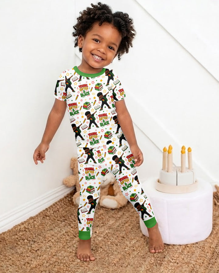 Conjunto de pijama de dos piezas de manga corta de bambú