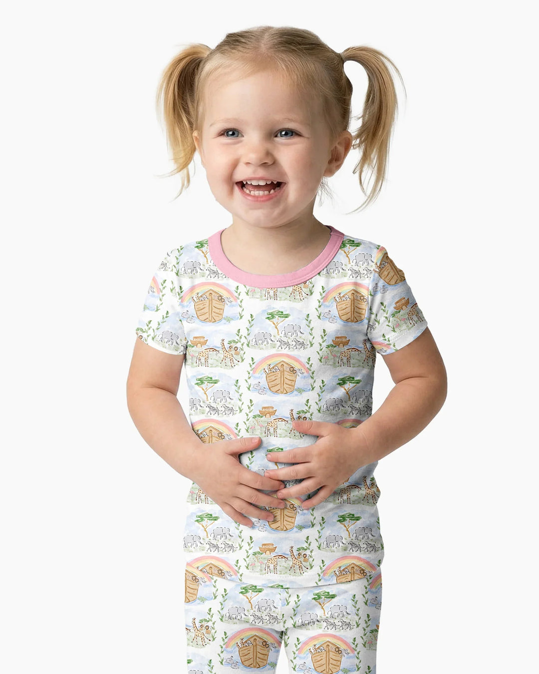 Noah And The Ark Bamboo Two Piece Short Sleeve Pajama Set