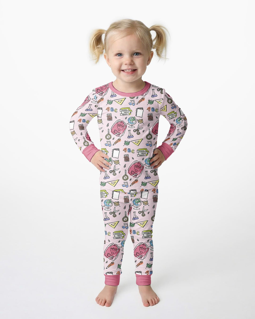 Doodle School Days Bamboo Two Piece Long Sleeve Pajama Set