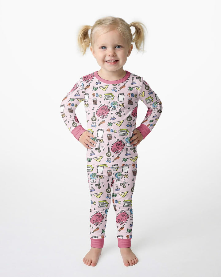Doodle School Days Bamboo Two Piece Long Sleeve Pajama Set