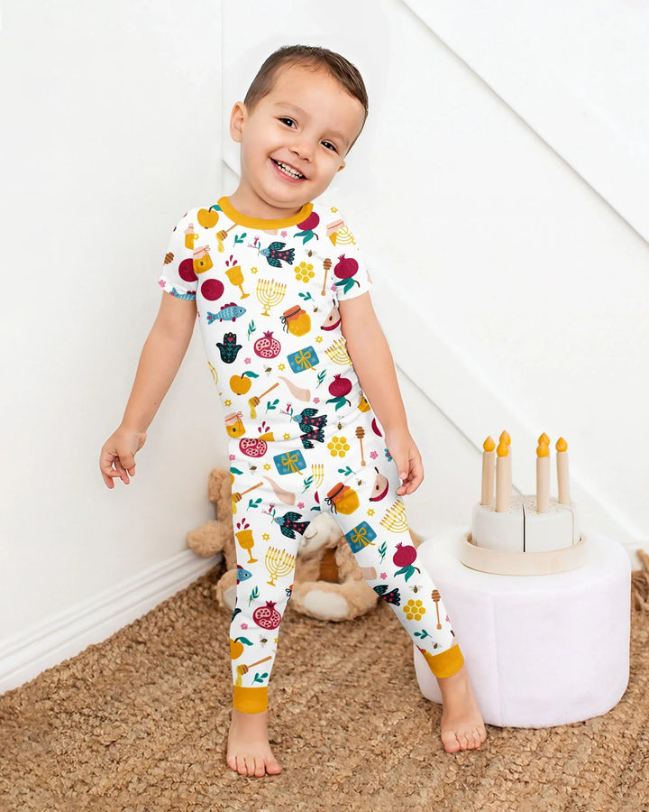 Shanah Tovah Party Bamboo Two Piece Short Sleeve Pajama Set
