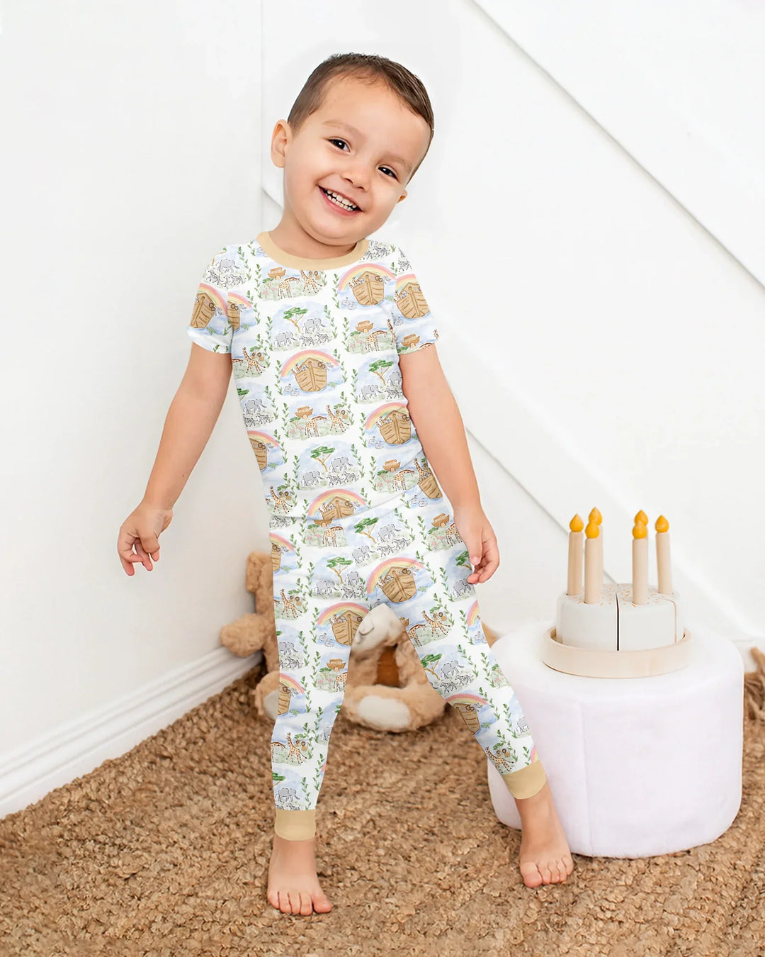 Noah And The Ark Bamboo Two Piece Short Sleeve Pajama Set