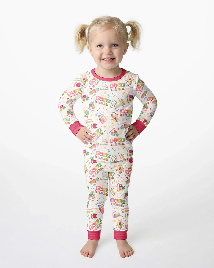 Zweiteiliges Langarm-Pyjama-Set mit Sommerfrüchten