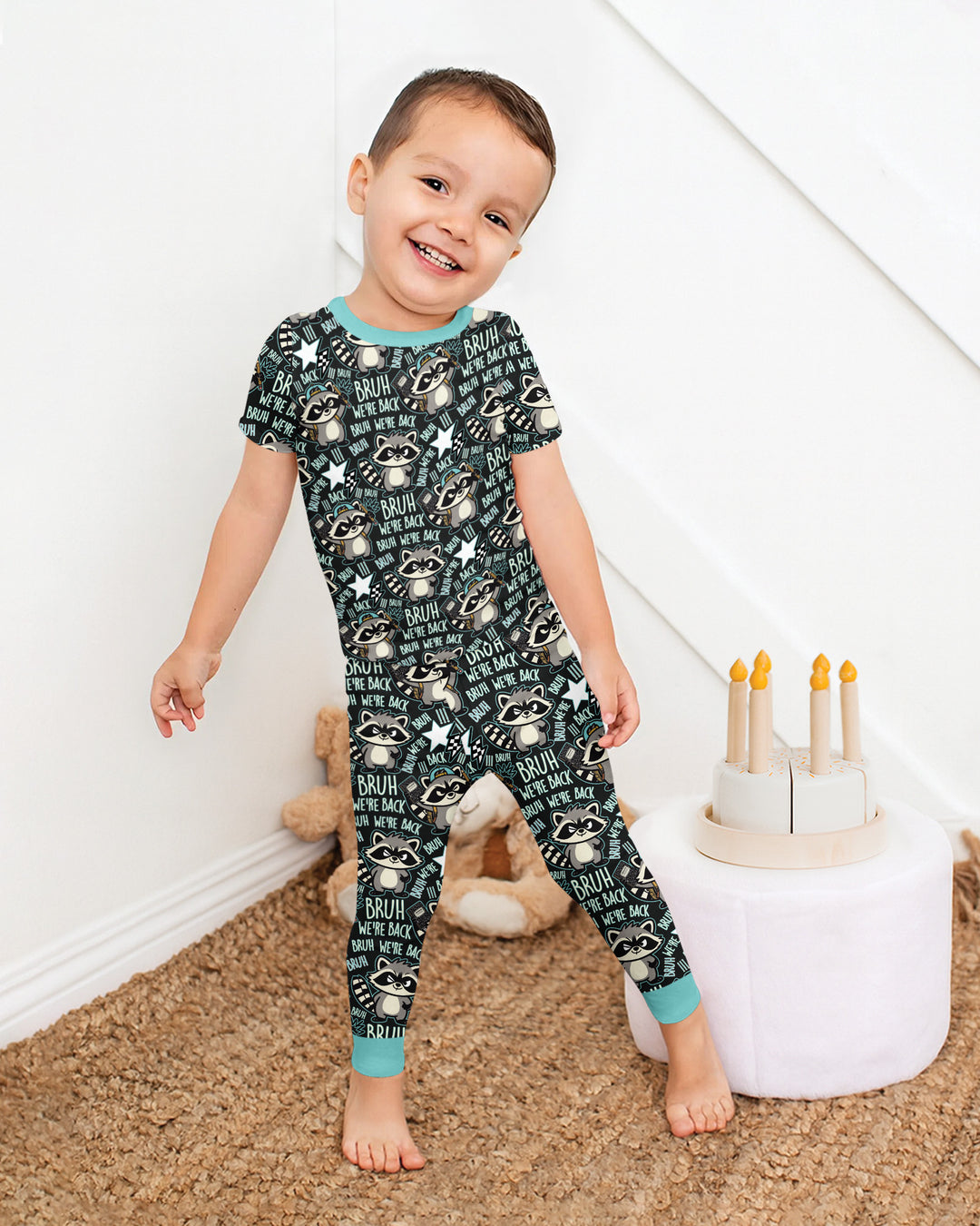 Conjunto de pijama de dos piezas de bambú con mangas cortas Hamsa Heart Guardians para la familia