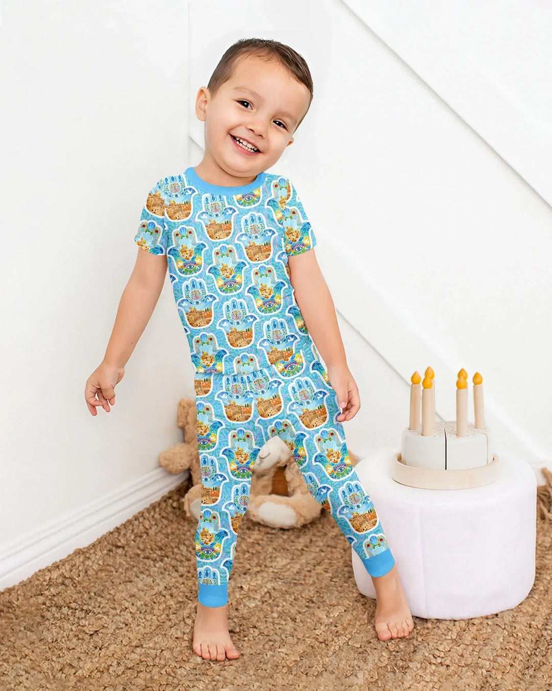 Conjunto de pijama de dos piezas de manga corta de bambú