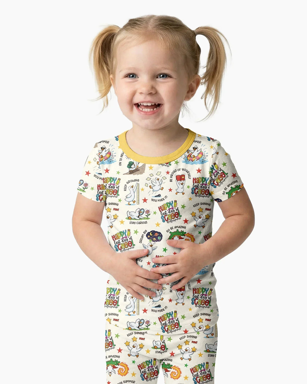 Silly Goose Happy Last Day of School Bamboo Two Piece Short Sleeve Pajama Set
