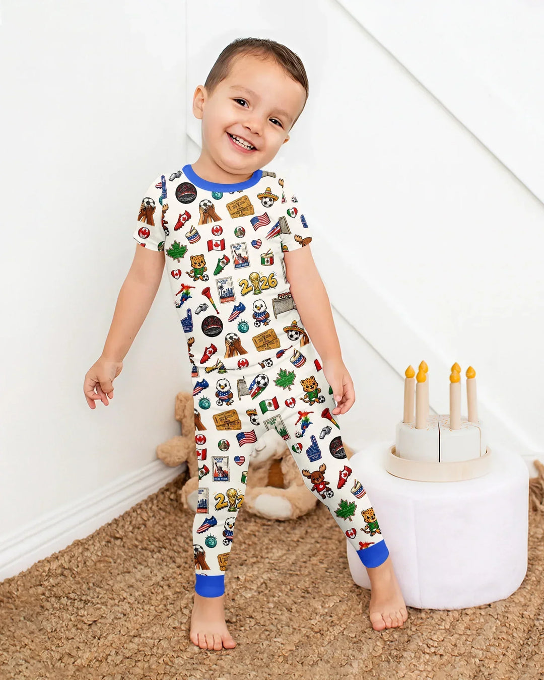 Soccer Cup 2026 Family Matching Bamboo Two Piece Short Sleeve Pajama Set