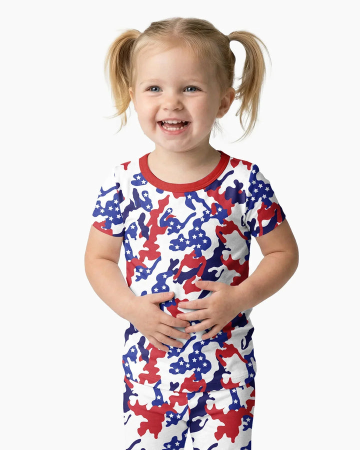 Patriot Camo Daddy & Me Matching Bamboo Two Piece Short Sleeve Pajama Set