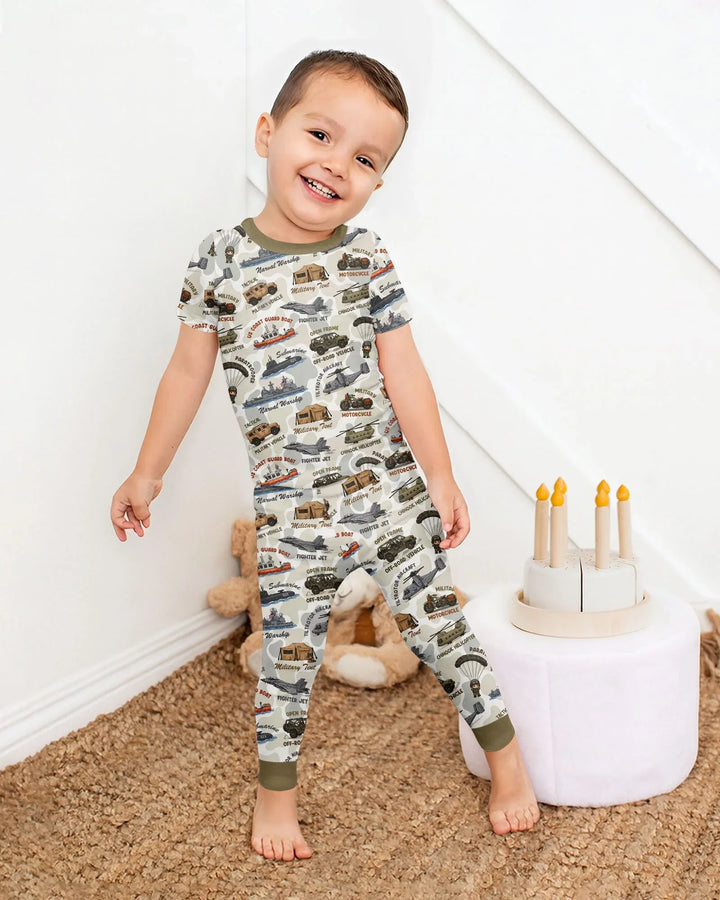 Little Hero Military Family Matching Bamboo Two Piece Short Sleeve Pajama Set