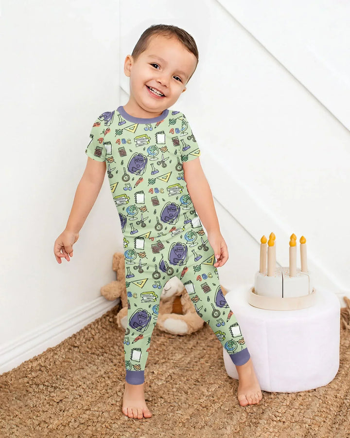 Doodle School Days Bamboo Two Piece Short Sleeve Pajama Set