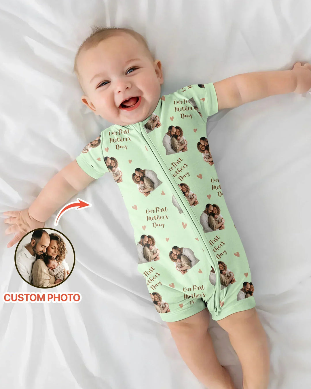 Custom Photo Our First as Parents Bamboo Shorty Zippy