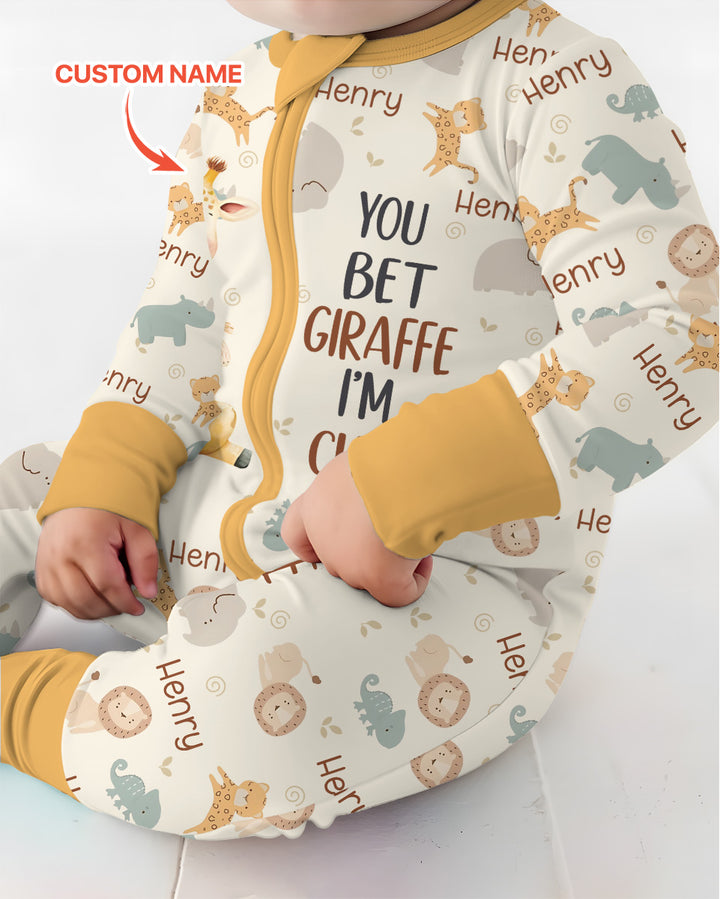 You Bet Giraffe I'm Cute Custom Name Bamboo Convertible Zippy