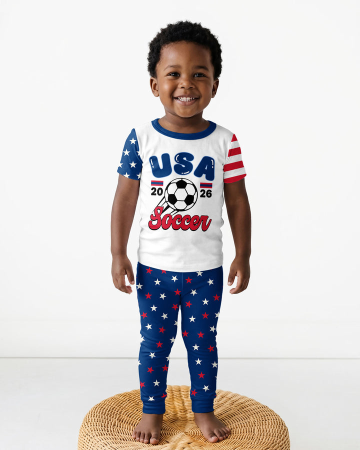 USA Soccer Cup Bamboo Two Piece Short Sleeve Pajama Set