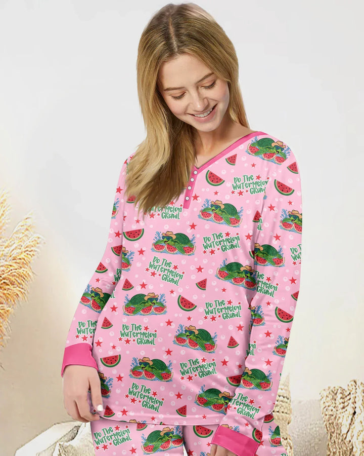 Conjunto de pijama de bambú de sandía de tortuga para mujer a juego con la familia