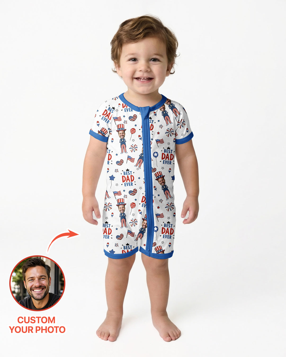 Plantilla PERSONALIZADA de Bambú Pijama Corto con Cremallera