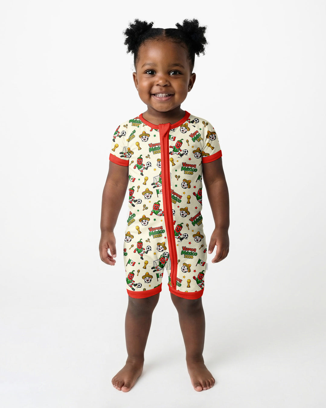 Cartoon World Soccer Vamos Mexico Family Matching Bamboo Shorty Zippy