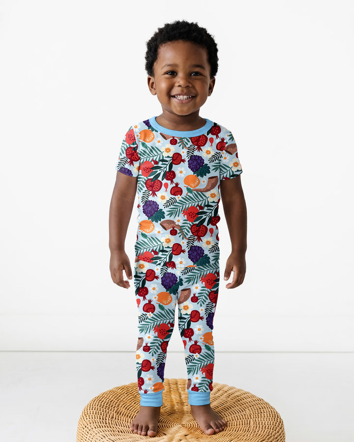 Pomegranate Blessings Night Family Matching Bamboo Two Piece Short Sleeve Pajama Set