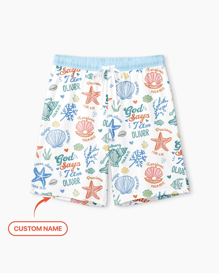 Coastal God Says I Am Custom Name Bamboo Men Short Sleeve Short Pajama Set
