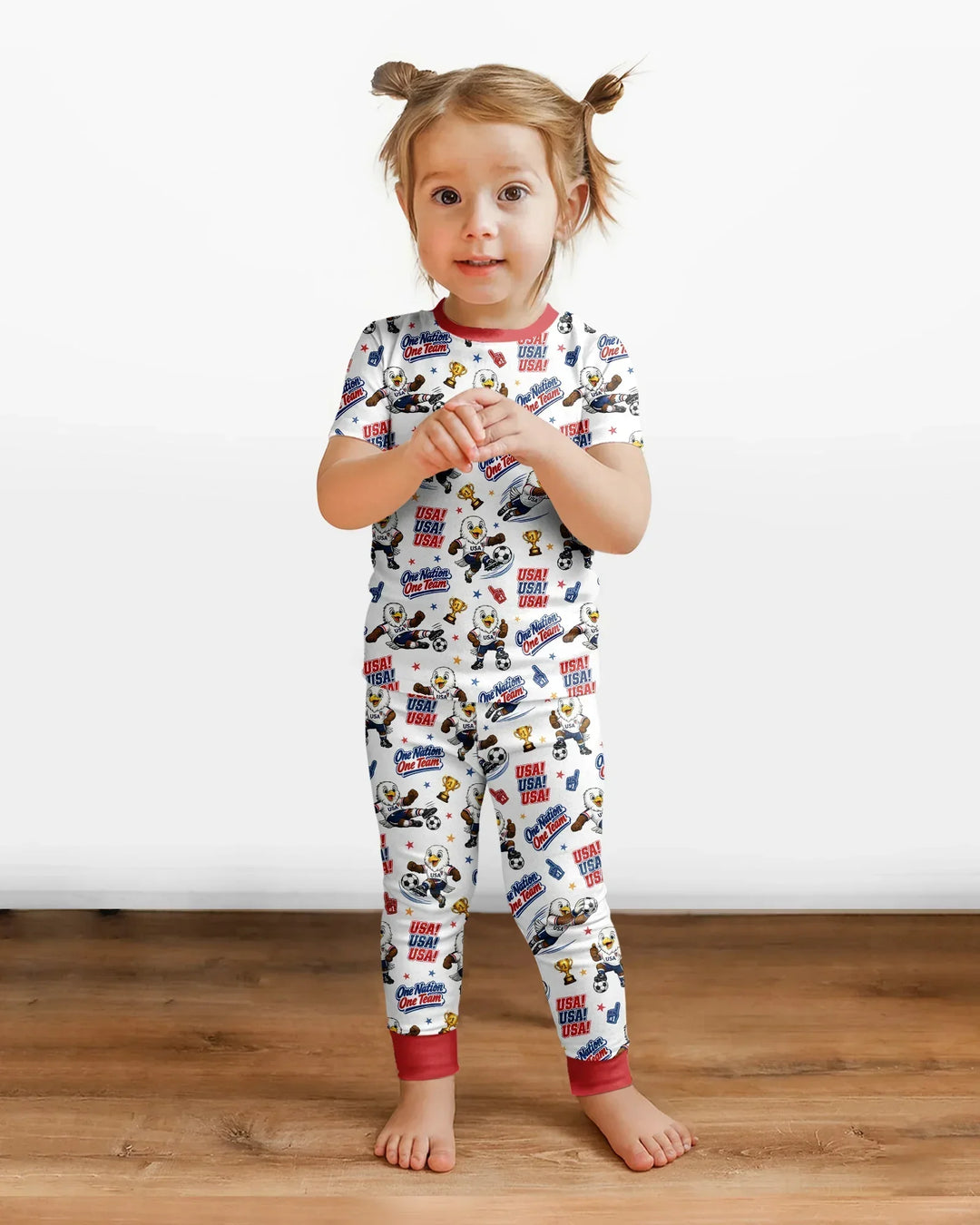 Soccer One Nation One Team Bamboo Two Piece Short Sleeve Pajama Set