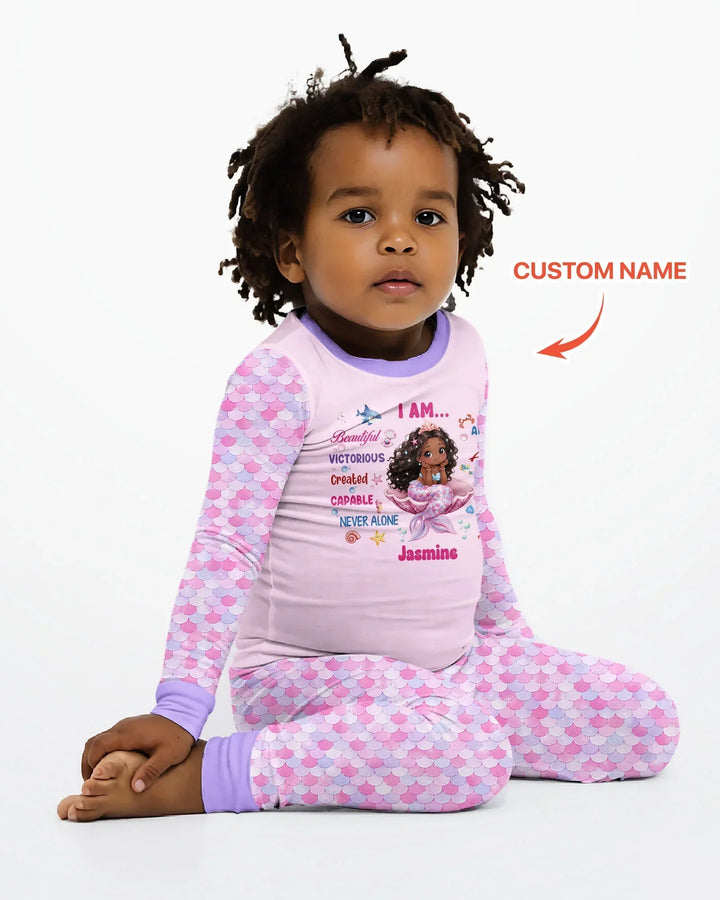 Conjunto de pijama de dos piezas de bambú con mangas largas, plantilla PERSONALIZADA