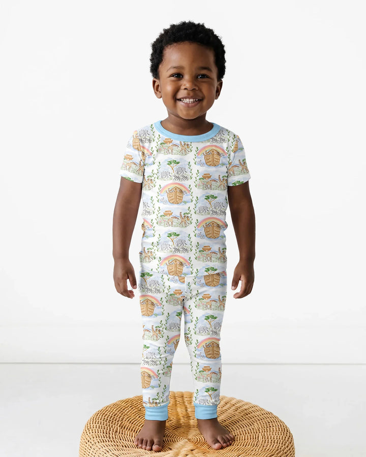Noah And The Ark Bamboo Two Piece Short Sleeve Pajama Set
