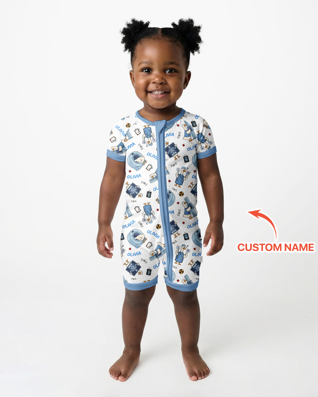 Plantilla PERSONALIZADA de Bambú Pijama Corto con Cremallera