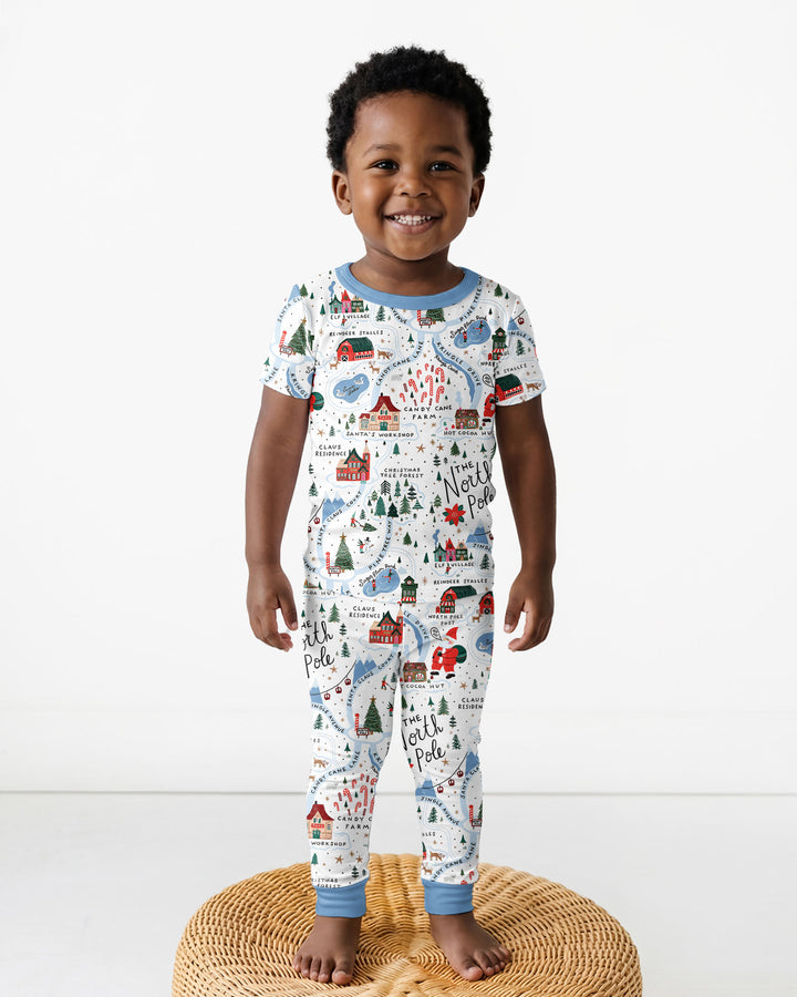 The North Pole Map Bamboo Two Piece Short Sleeve Pajama Set