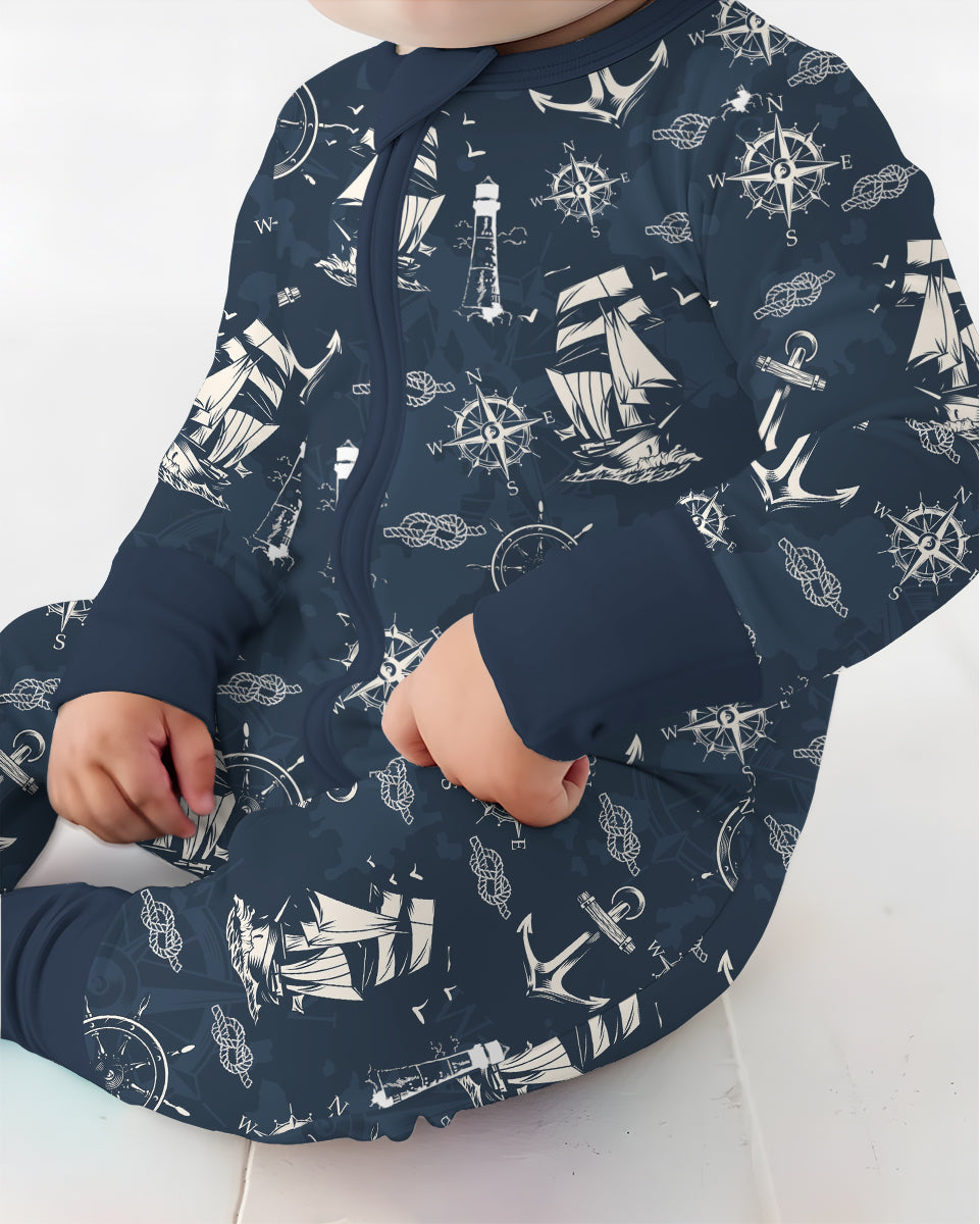 Vintage Nautical Voyage Bamboo Convertible Zippy
