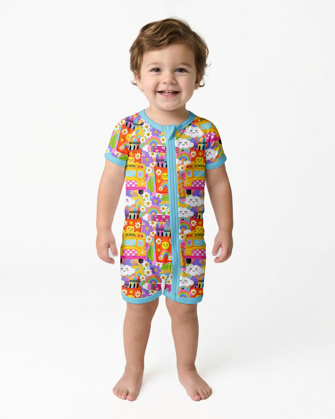Retro Happy Classroom Bamboo Shorty Zippy