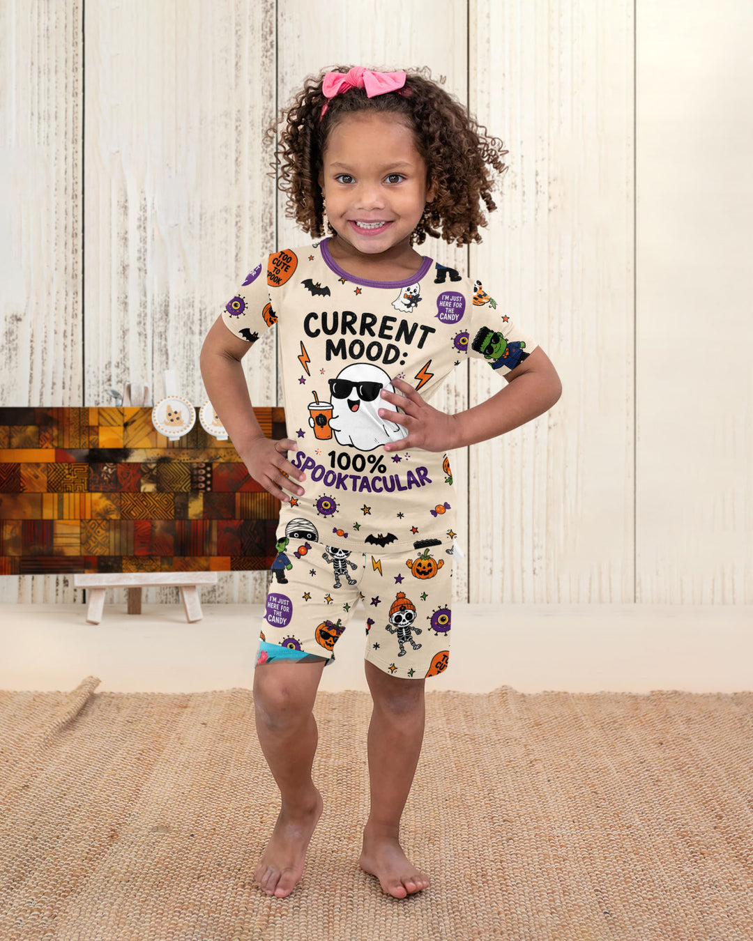 Halloween Friends Bamboo Two Piece Short Sleeve Shorts Pajama Set