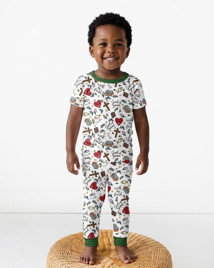 Conjunto de pijama de dos piezas de manga corta de bambú