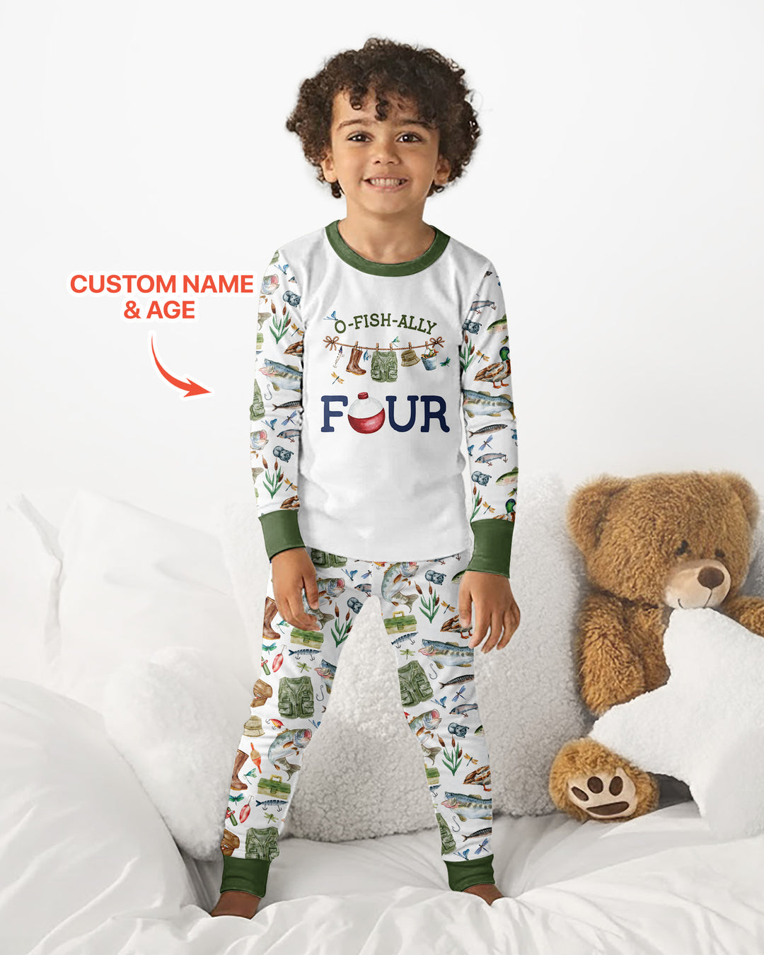 O-Fish-Ally Birthday – Personalized Name & Age Bamboo Two Piece Long Sleeve Pajama Set