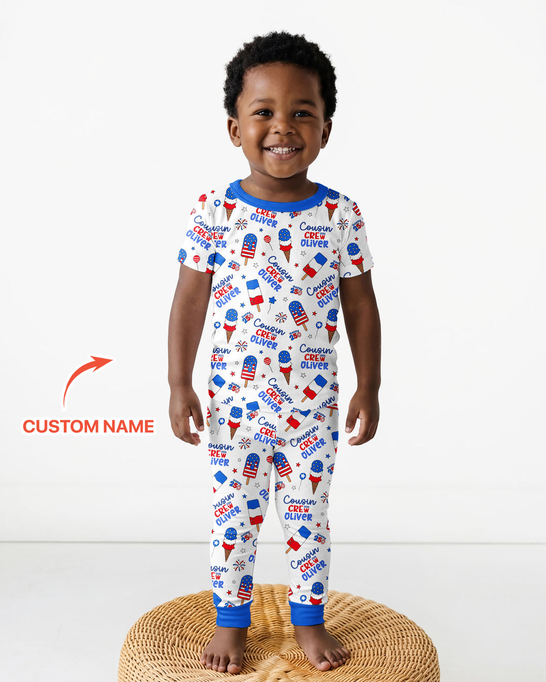Conjunto de pijama de dos piezas de bambú de manga corta, plantilla personalizada