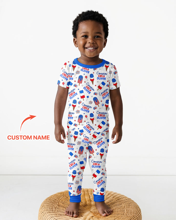 Conjunto de pijama de dos piezas de bambú de manga corta, plantilla personalizada