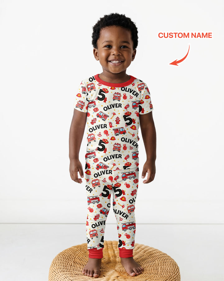 Conjunto de pijama de dos piezas de bambú de manga corta, plantilla personalizada