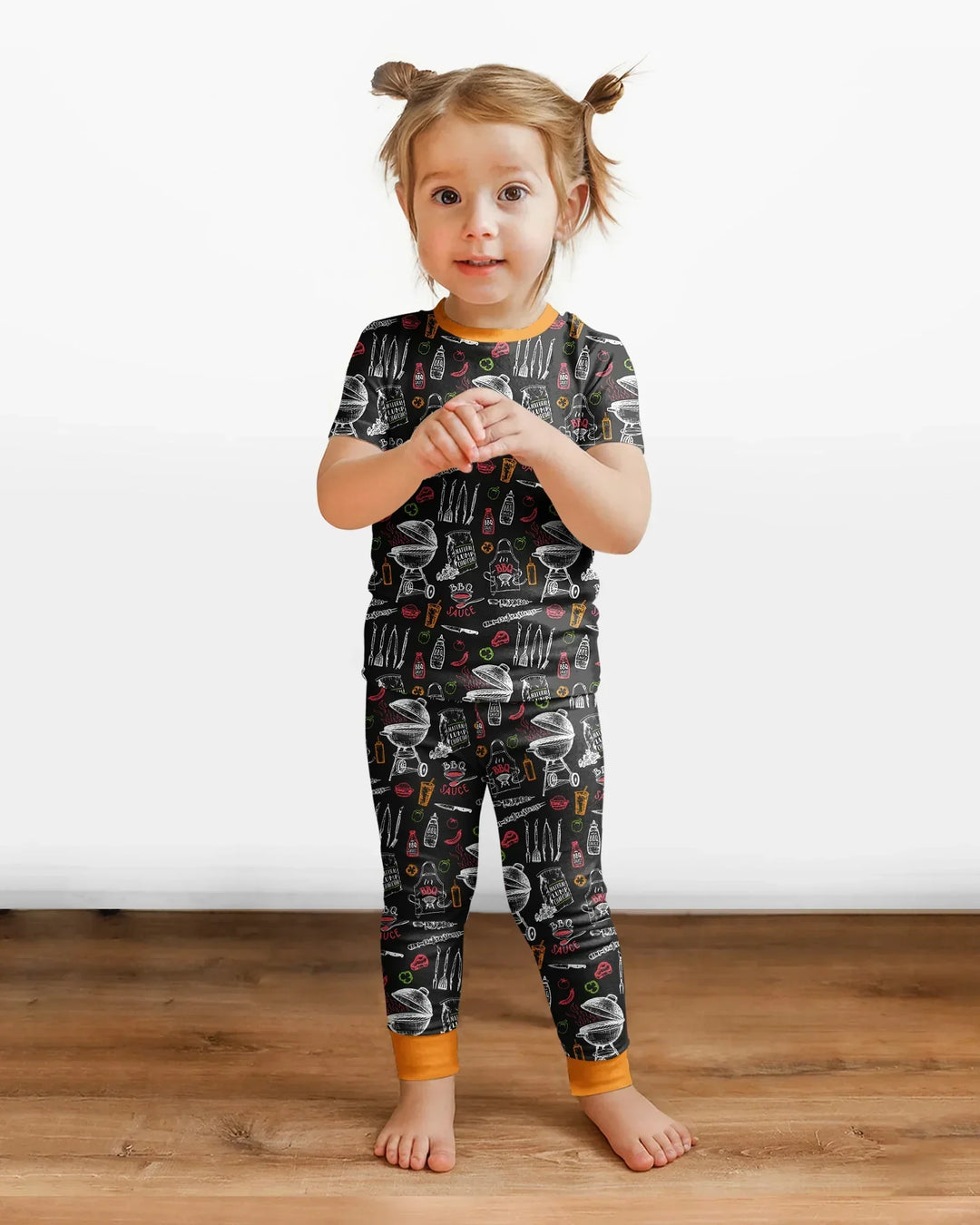 Backyard BBQ Party Family Matching Bamboo Two Piece Short Sleeve Pajama Set