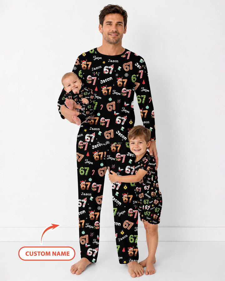 Custom '6 7' Six Seven Christmas Slang Meme Bamboo Men's Pajama Set